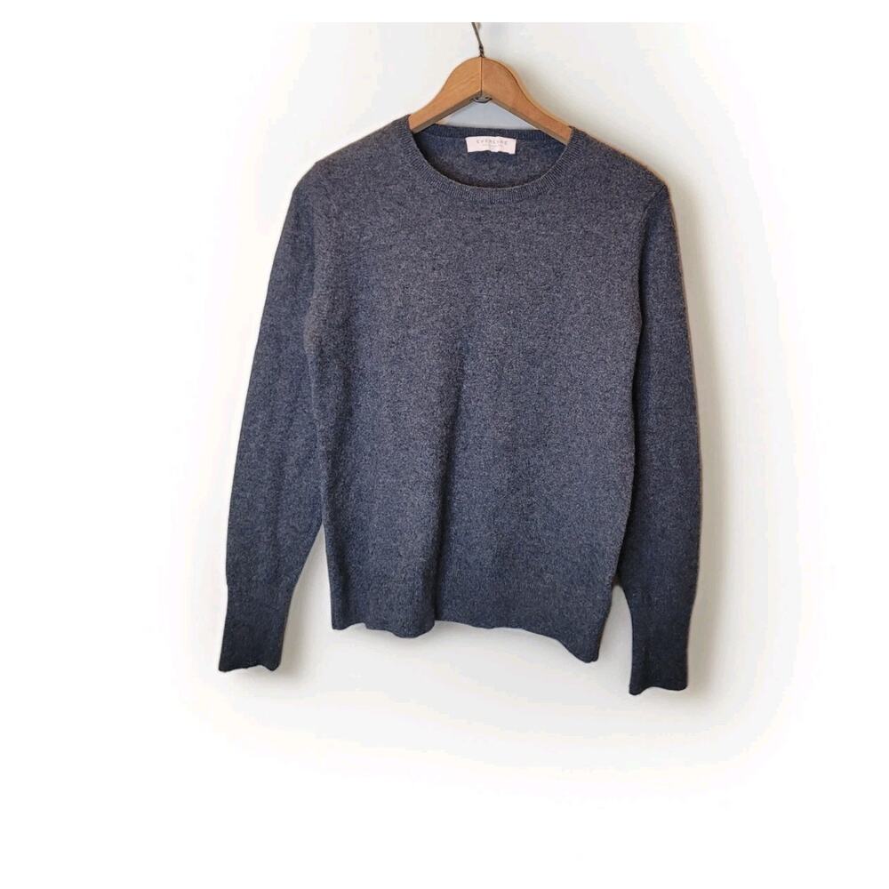 Everlane Gray Cashmere Round Neck Long Sleeve Sweater Size Medium Quiet Luxury